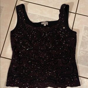 Metaphor Black Sequin Fitted Tank Top